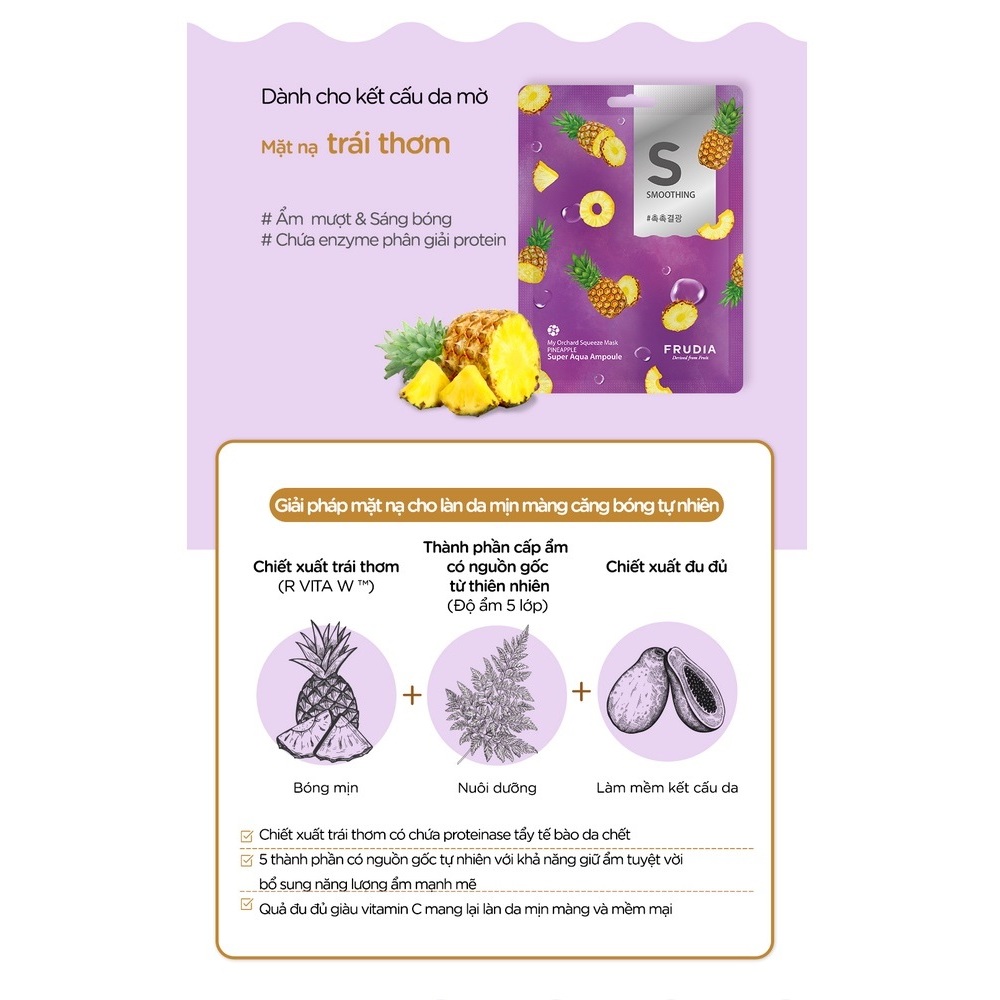 [H&B GIFT]  Combo 2 Miếng Mặt Nạ Dưỡng Da Thuần Chay Frudia Mask 20ml/pc