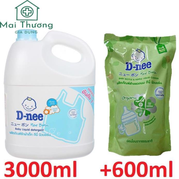 Nước giặt dnee thái lan team đại thịnh 3000ml và 1 túi rữa 600ml