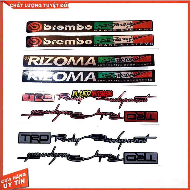 🏅 TEM PHUỘC, TEM SƯỜN, ( RIZOMA, BREMBO, TRD, PERFORMANTE) DÁN MỌI LOẠI XE ( GIÁ 1 ĐÔI) 🏅