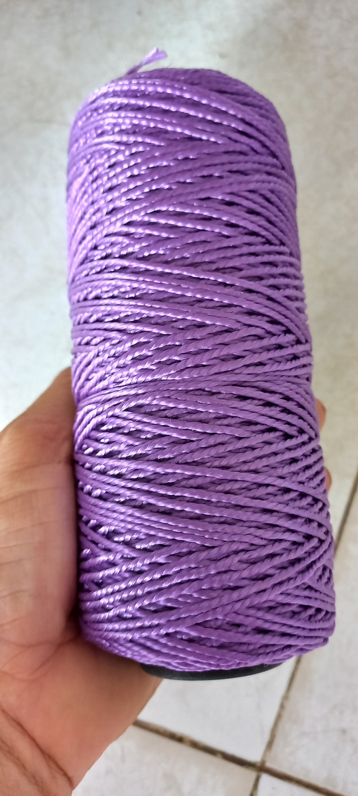 Sợi thô đan móc túi xách, nón, giày dép màu tím cà