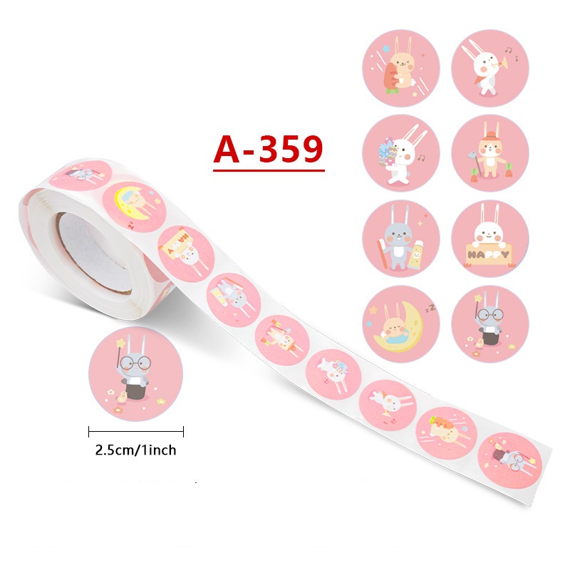Cuộn 500 tem Sticker Khen thưởng Hình thú dễ thương cho bé - 2.5cm