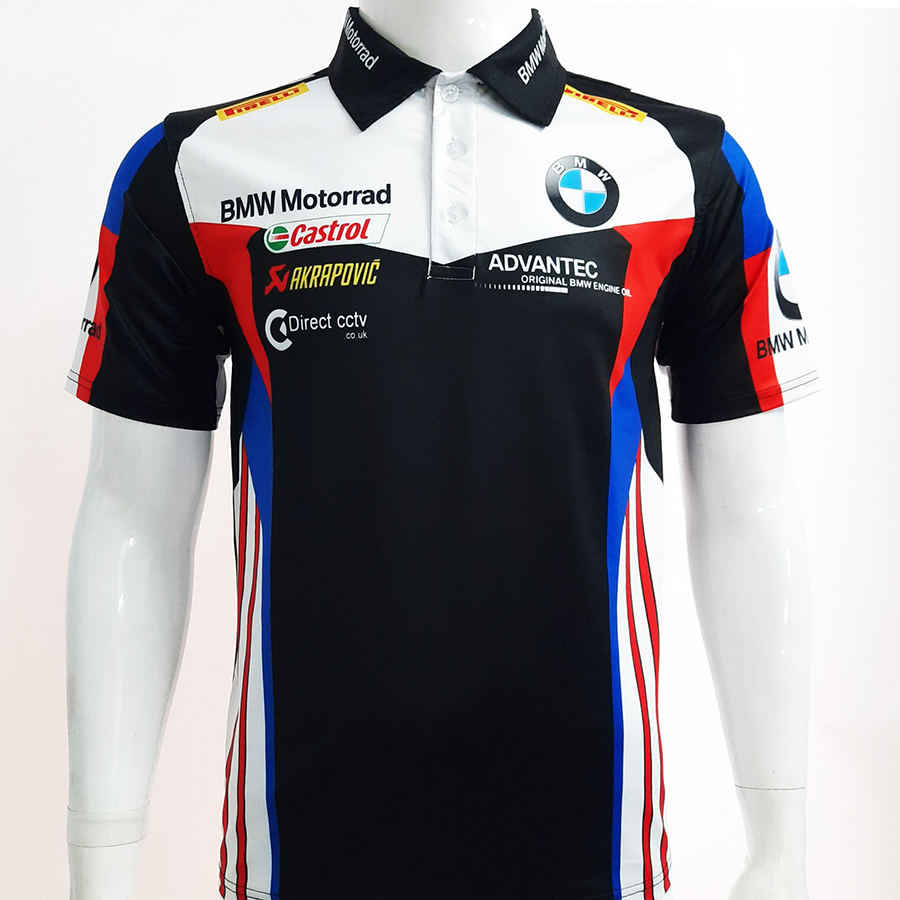 Áo thun nam có cổ tem xe BMW