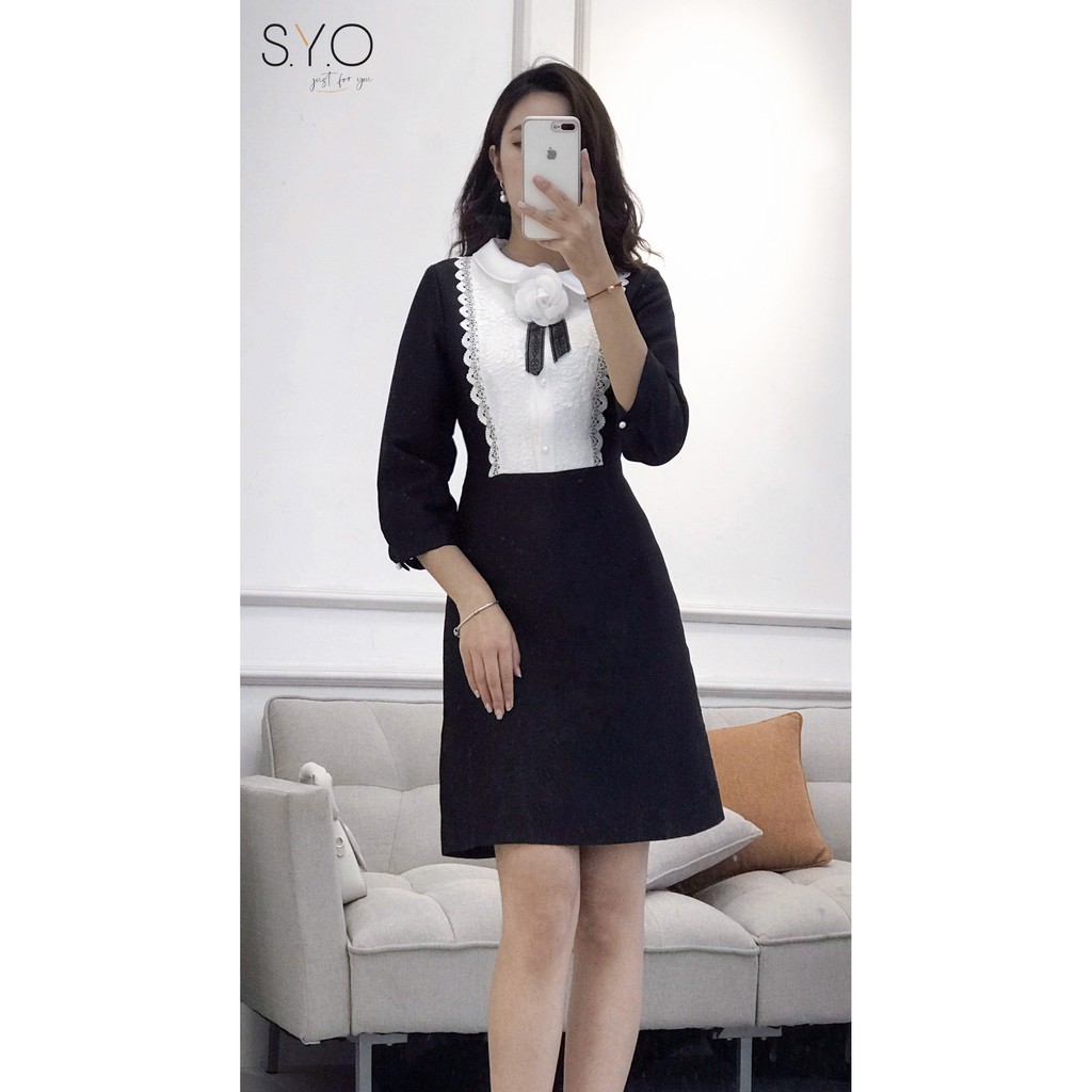 Đầm Váy Taftar Dáng A Cổ Đức Lé Ren D4820019