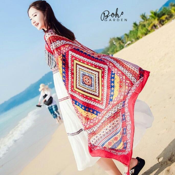 Khăn choàng Boho khăn thổ cẩm đa năng
