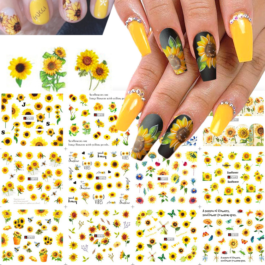 Set Sticker Nước | Hoa Hướng Dương | Dán Móng Tay