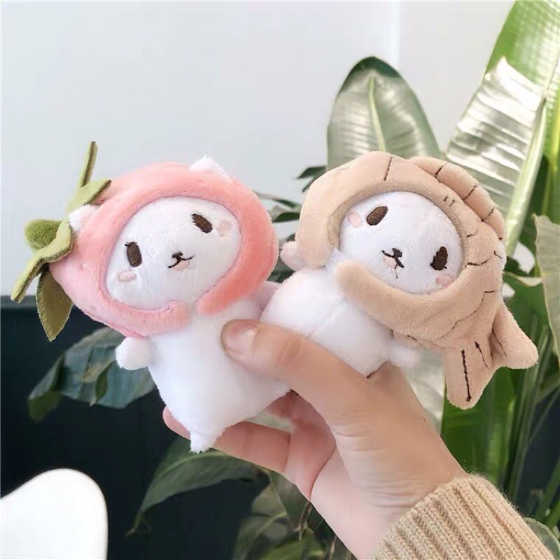 Móc khoá bé mèo đội nón dâu