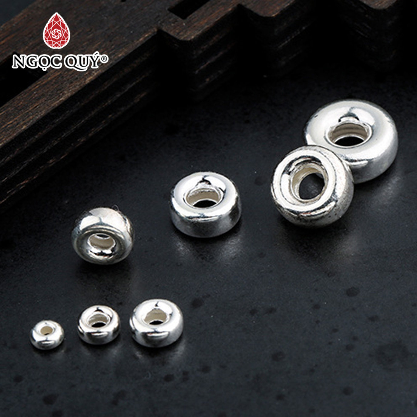 [HCM]Combo 5 cái charm bi bạc hạt dẹp - hạt cườm bạc đường kính 3mm - Ngọc Qúy Gemstones