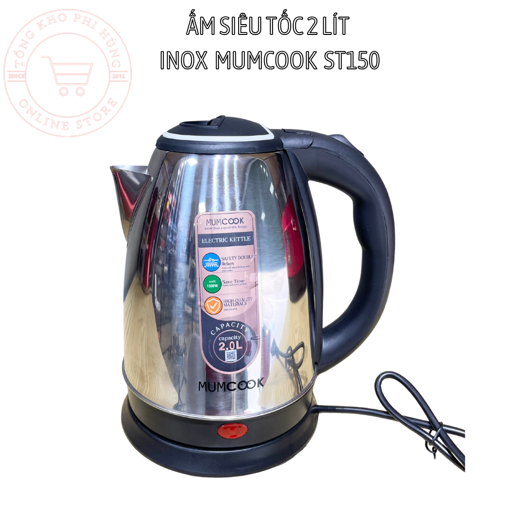 Ấm siêu tốc inox 2 Lít Mumcook