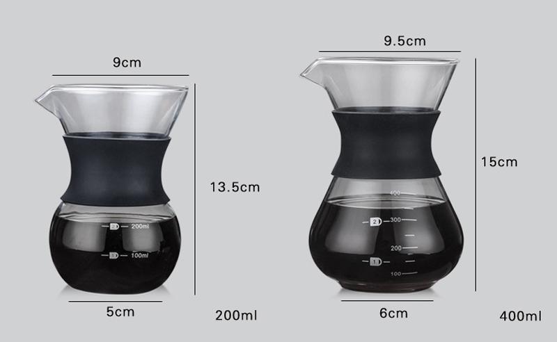 Bình thủy tinh kèm phễu pha cà phê cao cấp 20ml và 400ml