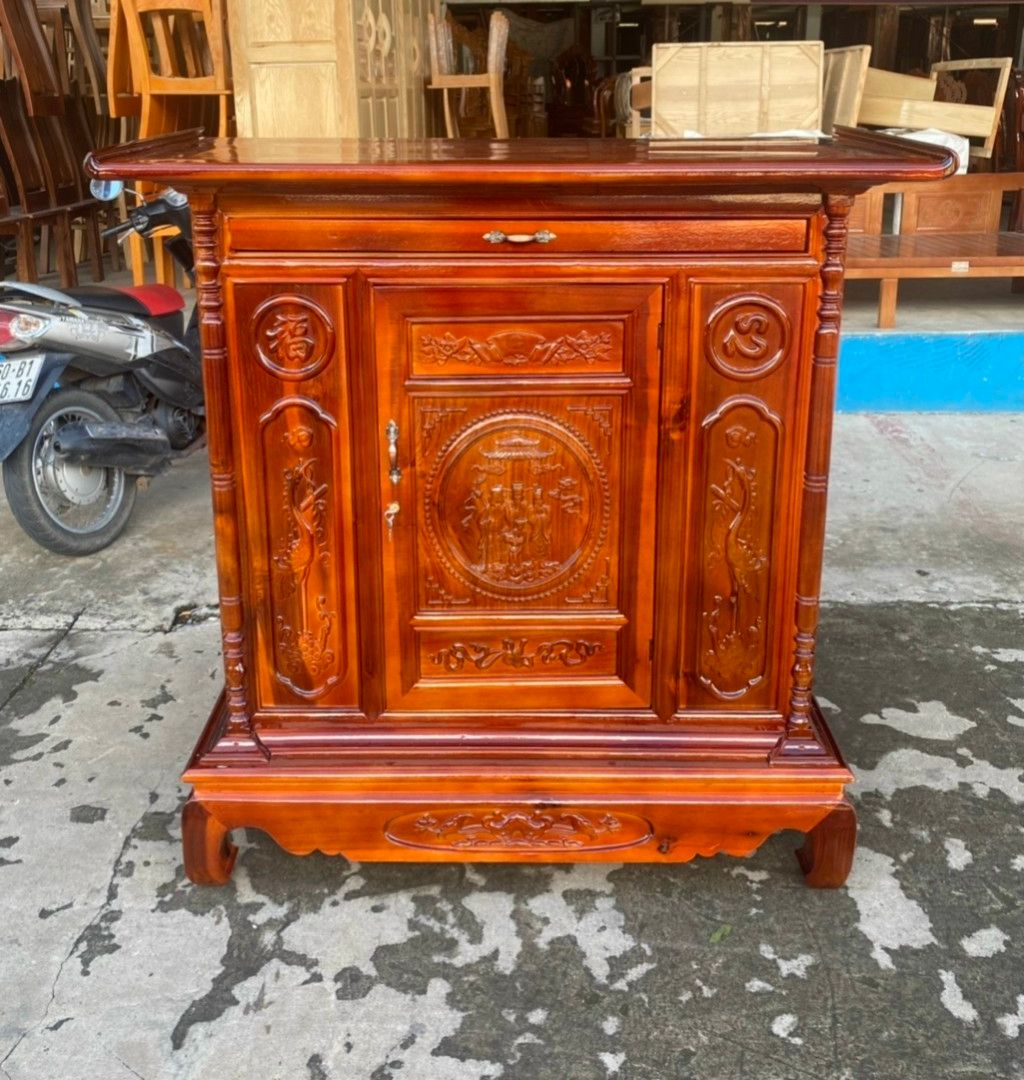 Tủ thờ gỗ tràm phúc lộc thọ , bàn thờ gia tiên, ngang 1 m 27 -ngang 1m54-ngang 1m75-ngang 1m97bb
