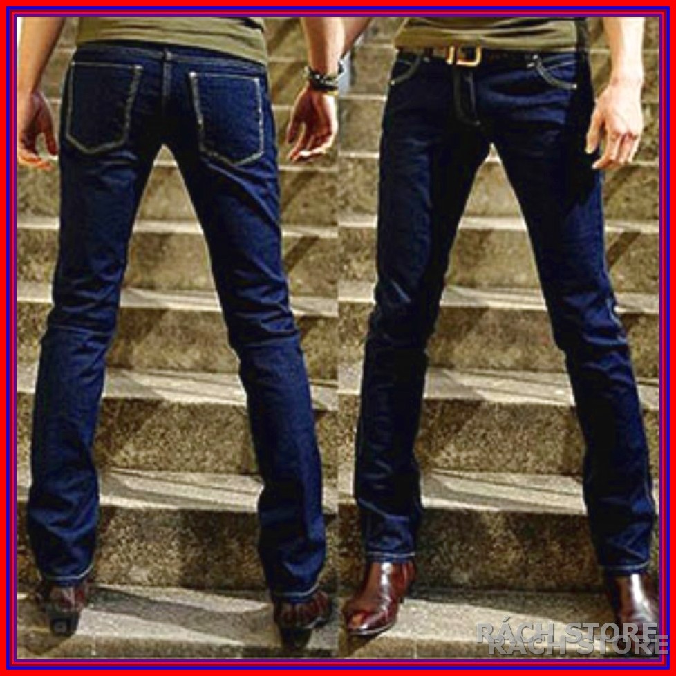 Quần jean nam cao cấp MÀU XANH TRƠN có size đại  chất giãn tốt M55-163