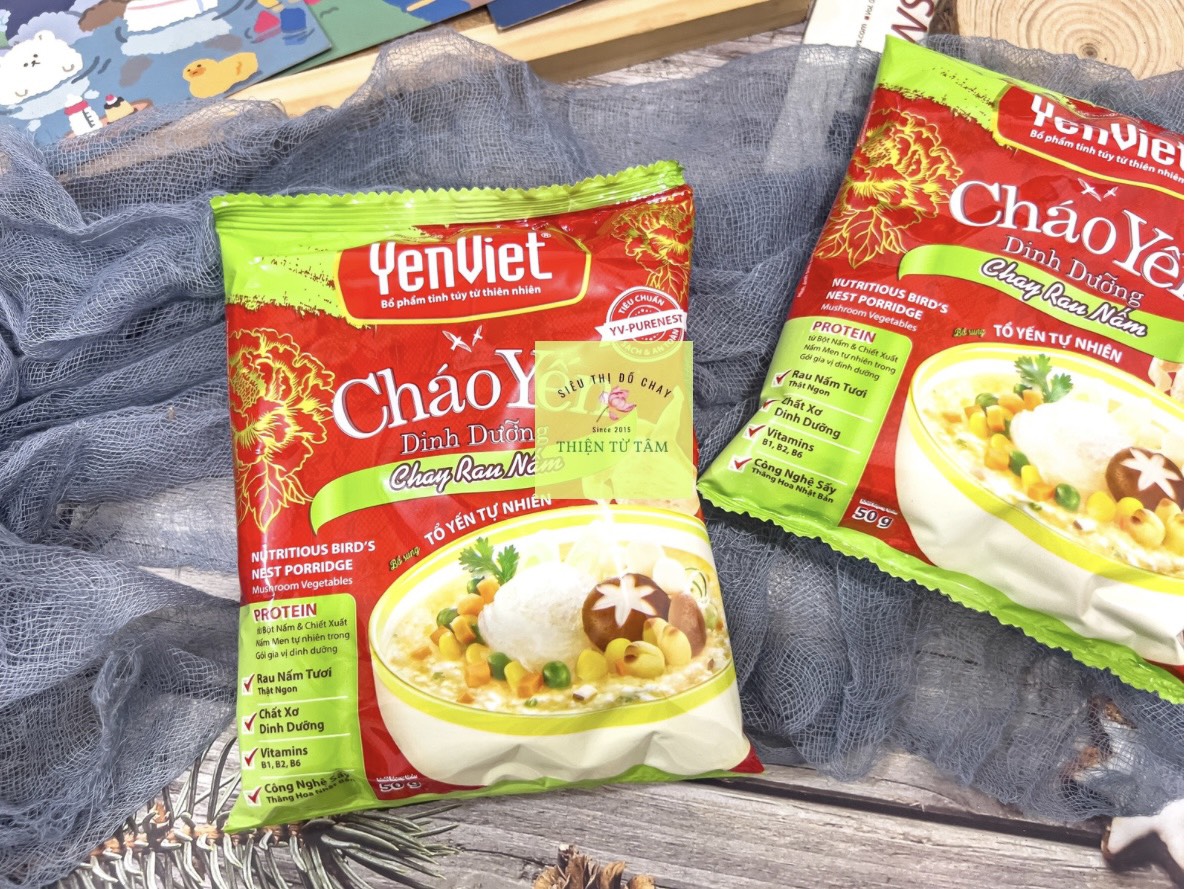 Cháo yến dinh dưỡng yến việt cháo chay rau nấm thơm ngon tốt cho sức khỏe gói