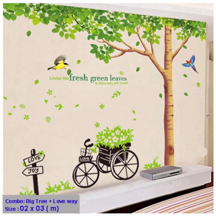 (Size Lớn) Decal dán tường BIG TREE HPM1098 Sticker Tranh Dán Tường -Decal dán tường cây xanh ,Decal dán tường hoa lá