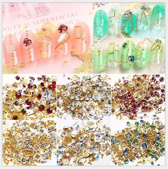 Hũ Charm - Bi - Đá Pha Lê Hỗn hợp trang trí móng