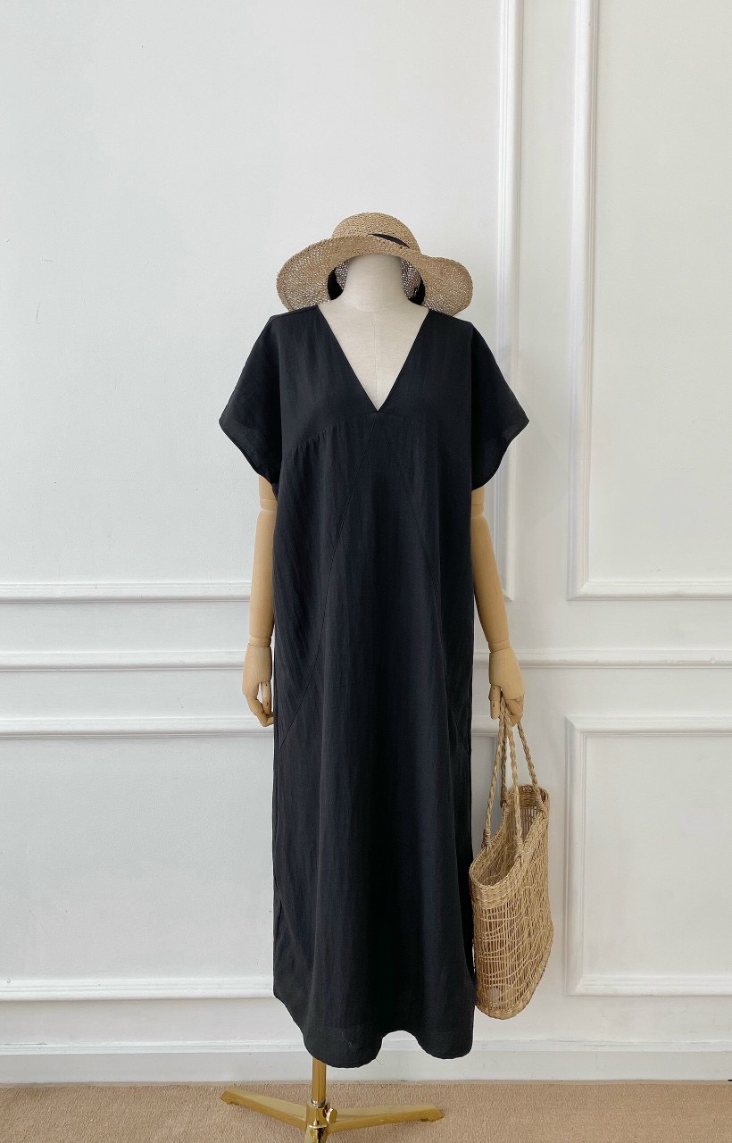 [Ảnh thật] Đầm maxi oversize cổ V tay cánh dơi