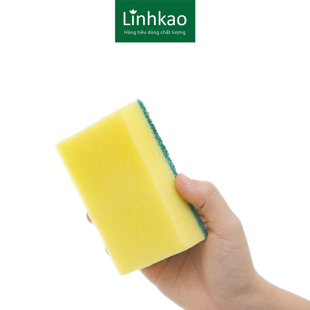 Combo 10 miếng mút rửa chén 2 mặt vàng xanh tiện dụng