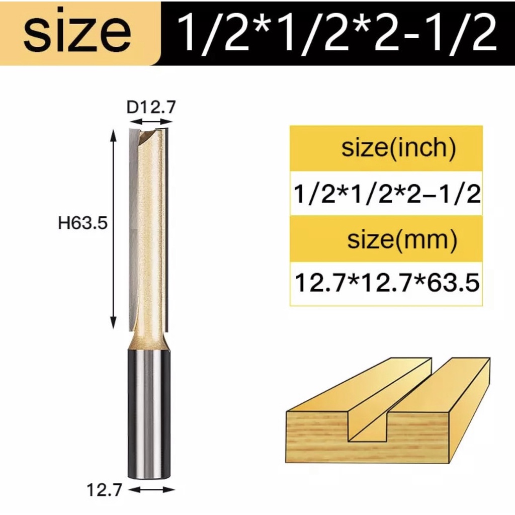 Mũi phay gỗ thẳng cnc lấy nền mũi soi tideway cốt 6mm và 12mm mst-tw-0102