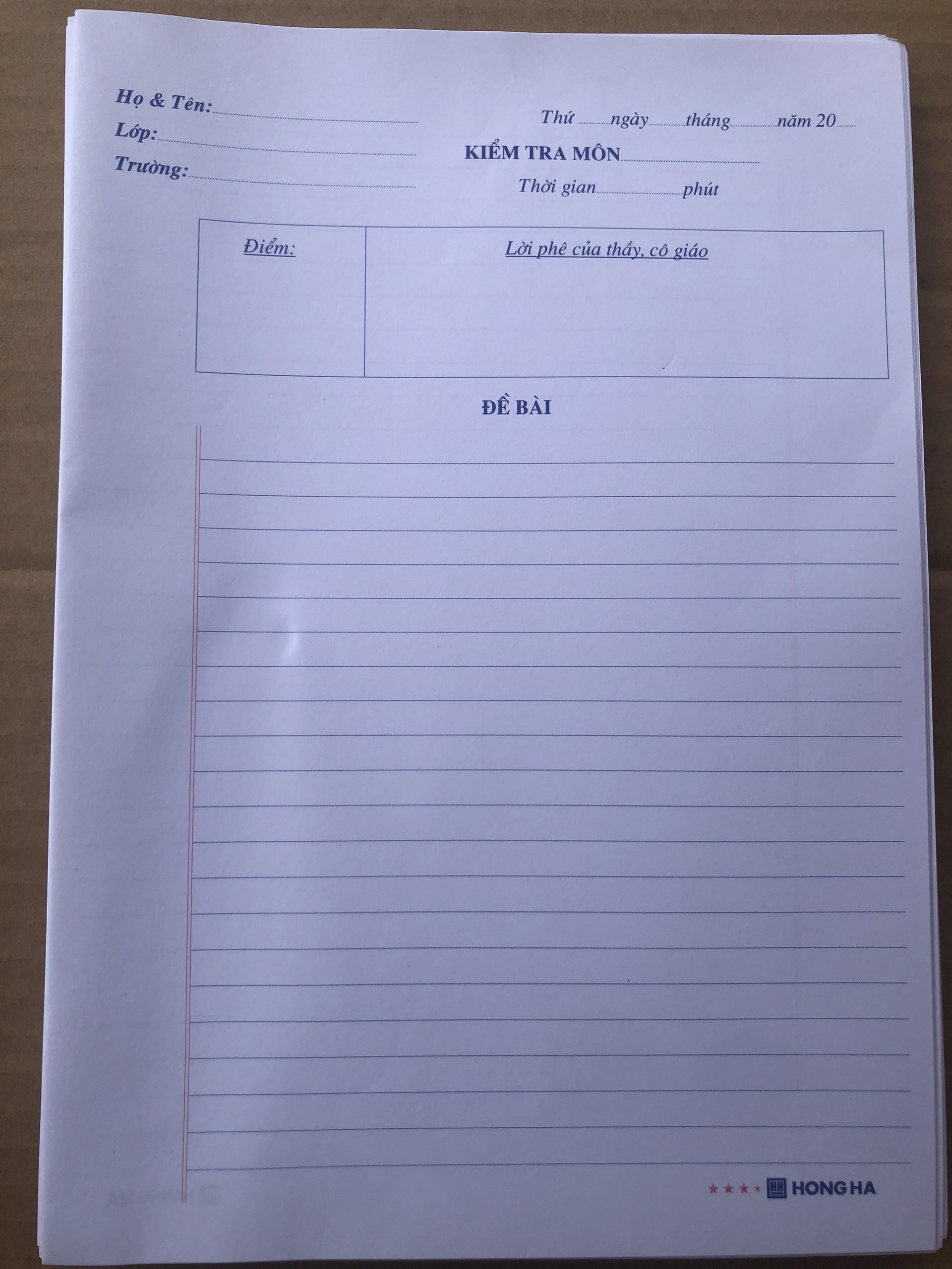 Bịch 55 Tờ Giấy Kiểm Tra Cấp 2 Hồng Hà - Ms: 4913