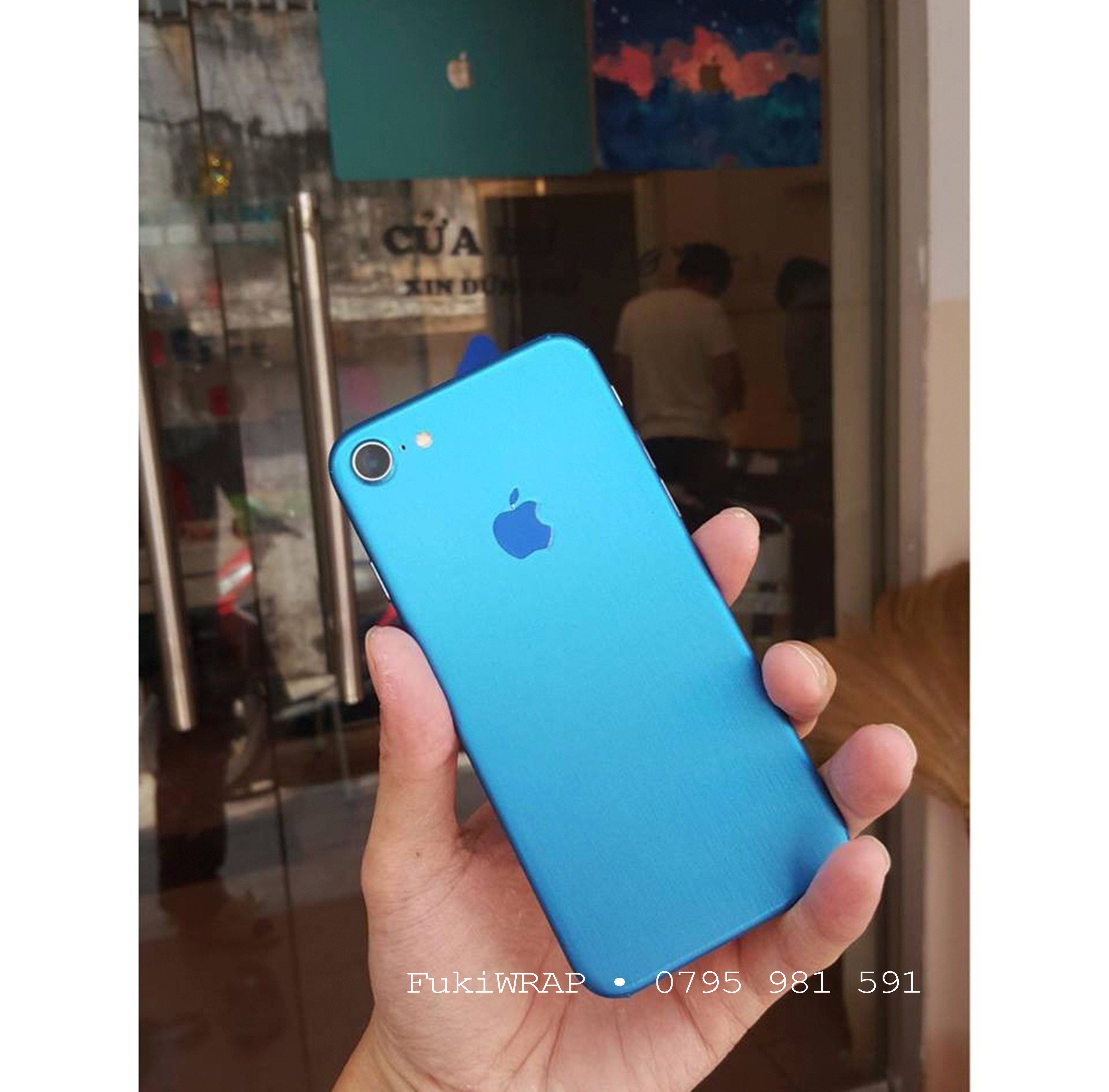 Tấm dán skin nhôm xước Matte Brushed Blue Sky cho  Ip5 Ip6 Ip6s 6plus 7plus 8plus Ip7 IpX IpXS , 12 Pro Max , 11 Pro Max , 13 Pro Max - FukiShop