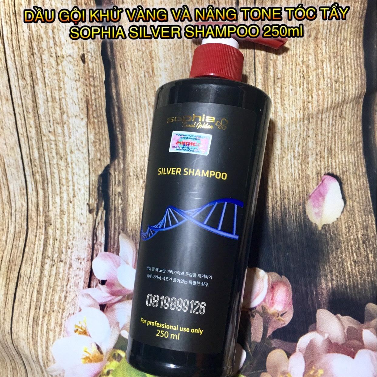 DẦU GỘI KHỬ ÁNH VÀNG VÀ NÂNG TONE TÓC TẨY SOPHIA SILVER SHAMPOO 250ML