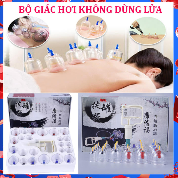 Giác Hơi Cao Cấp Không Dùng Lửa Hot 2020 – Có 24 cốc – Giúp Loại Bỏ Độc Tố Trong Cơ Thể, Kích Thích Tuần Hoàn Máu, Giảm đau lưng – Bộ giác hơi…