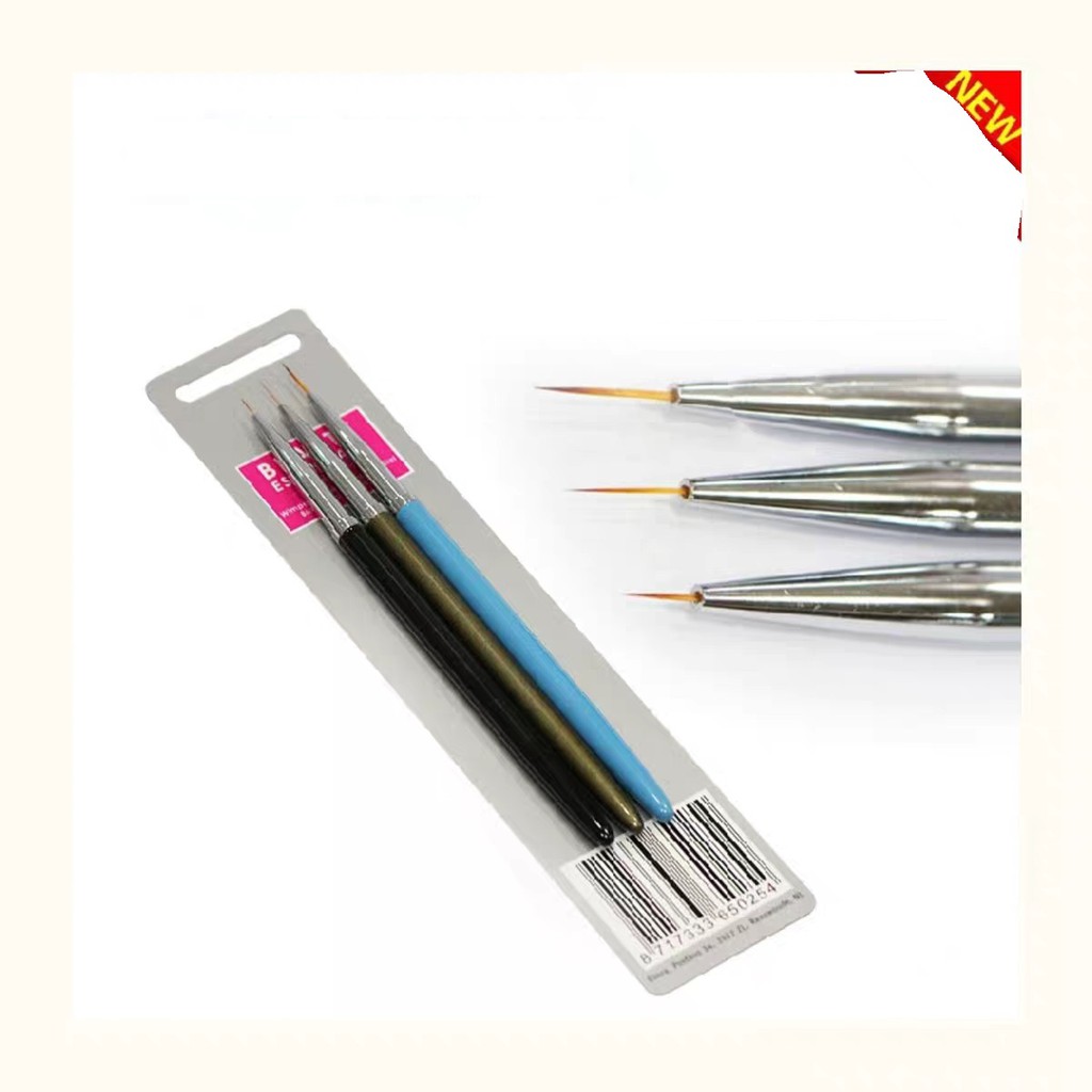 Cọ 3 cây vẽ móng, bộ cọ vẽ nét MOON NAIL