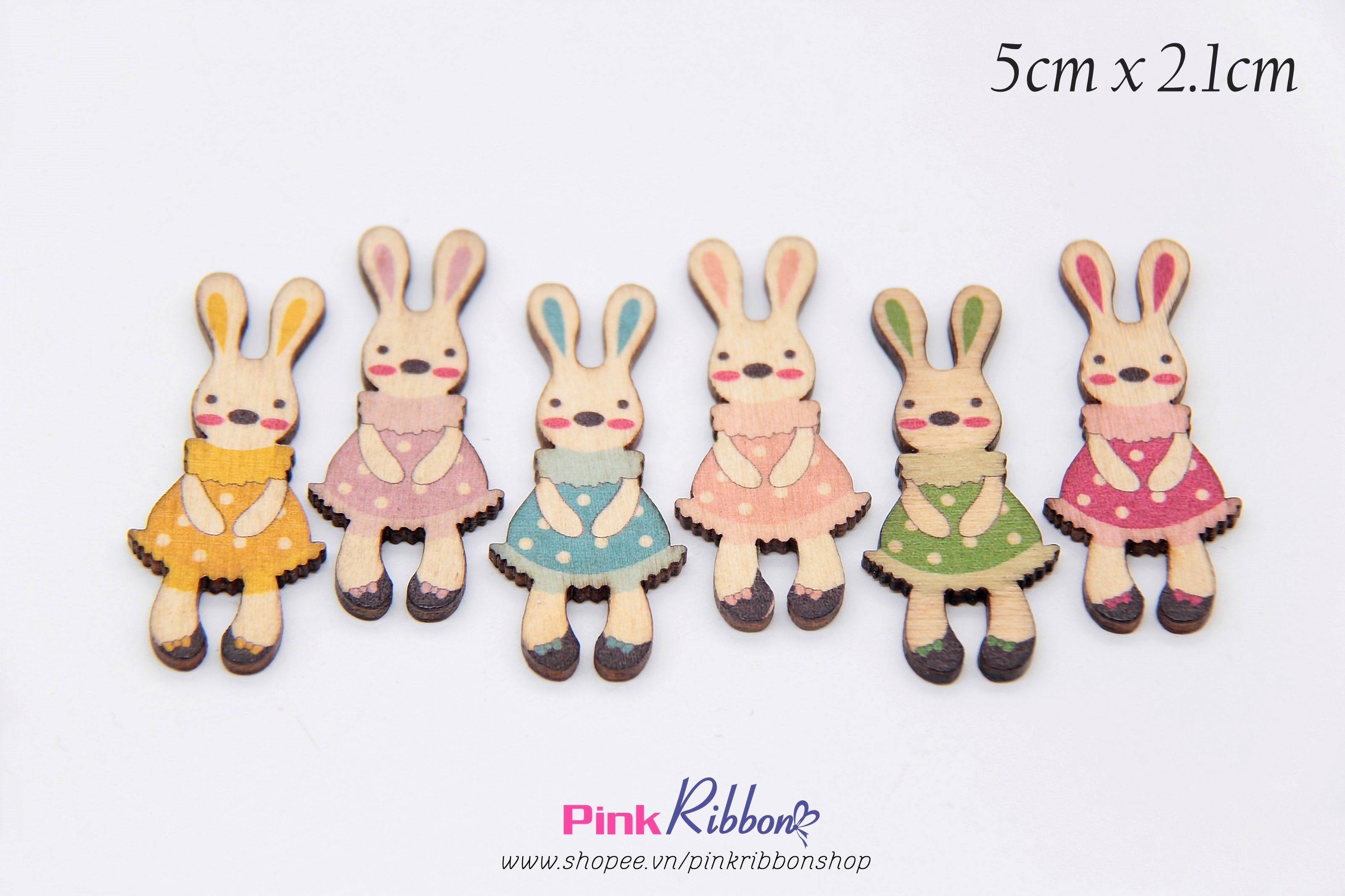 [Set 5c] Thỏ gỗ vintage cỡ 5cm x 2.1cm
