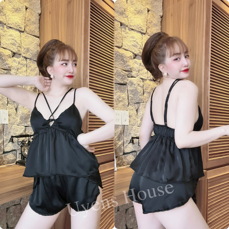 [SIZE 40-65KG] Bộ ngủ có mút ngực chất satin mềm, mịn, mát