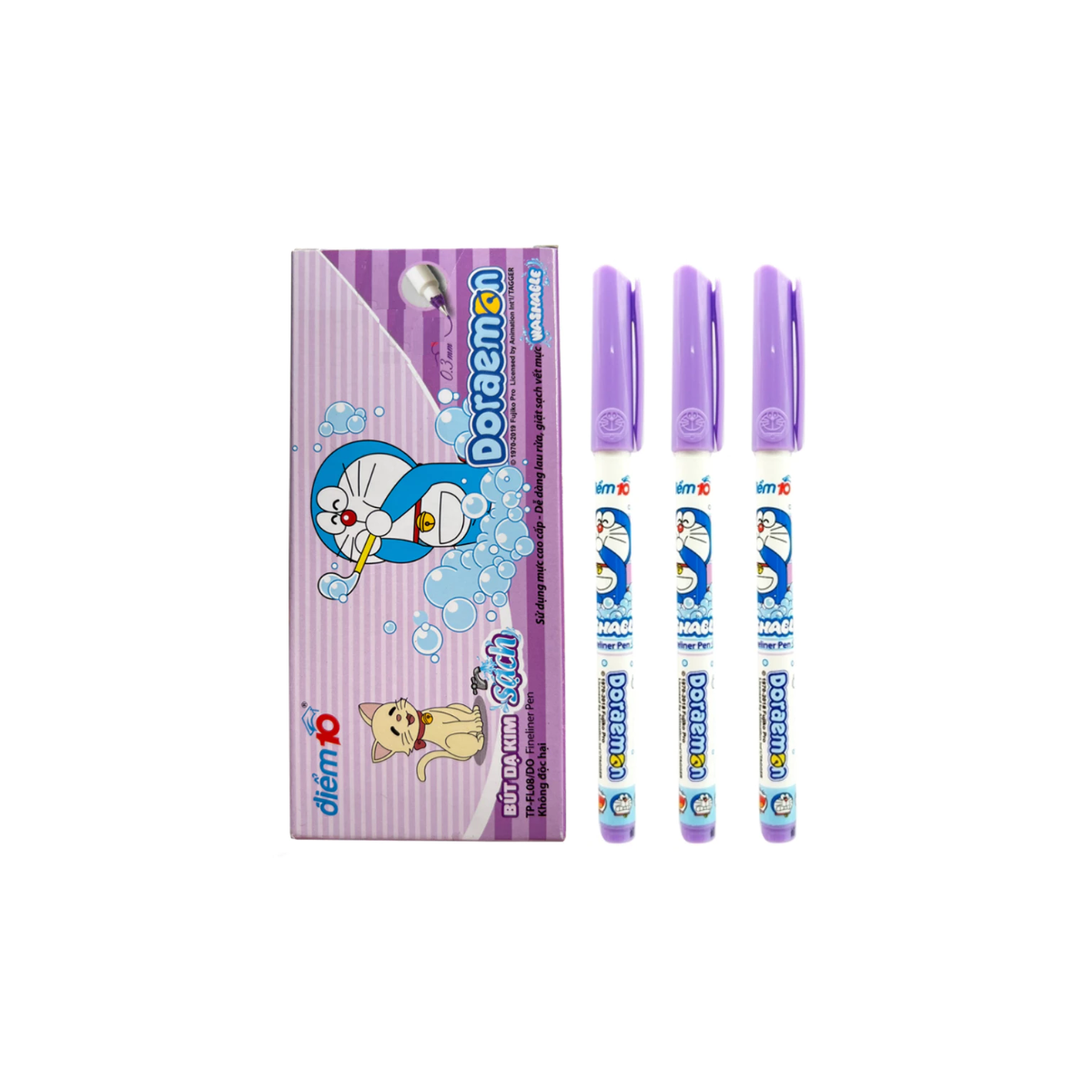Bút Lông Kim Thiên Long Điểm 10 Doraemon FL-08/DO Mực Tím Hộp 10 Bút
