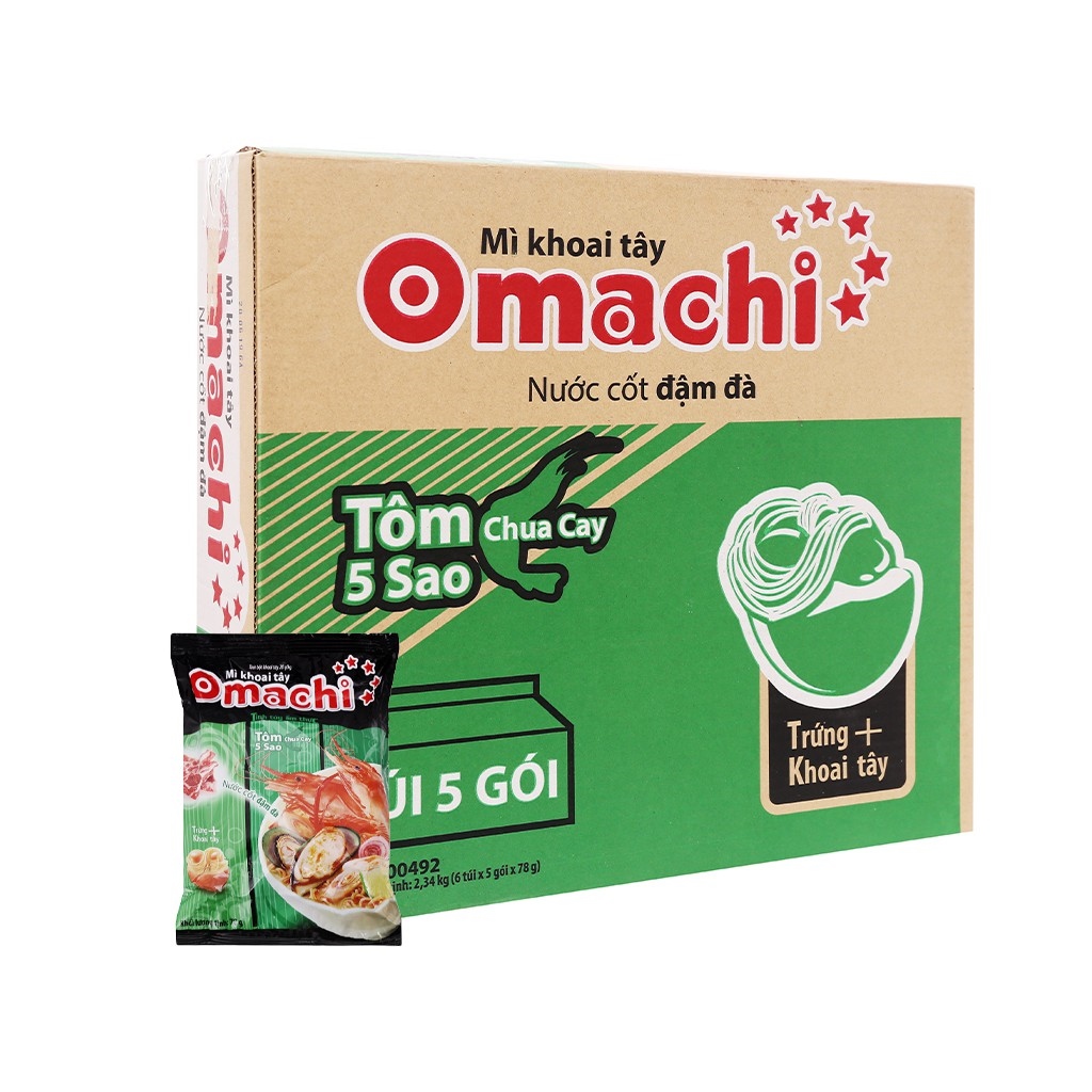 Thùng 30 gói mì khoai tây Omachi tôm chua cay 5 sao 78g - Mì khoai tây Omachi rất ngon mà không sợ nóng