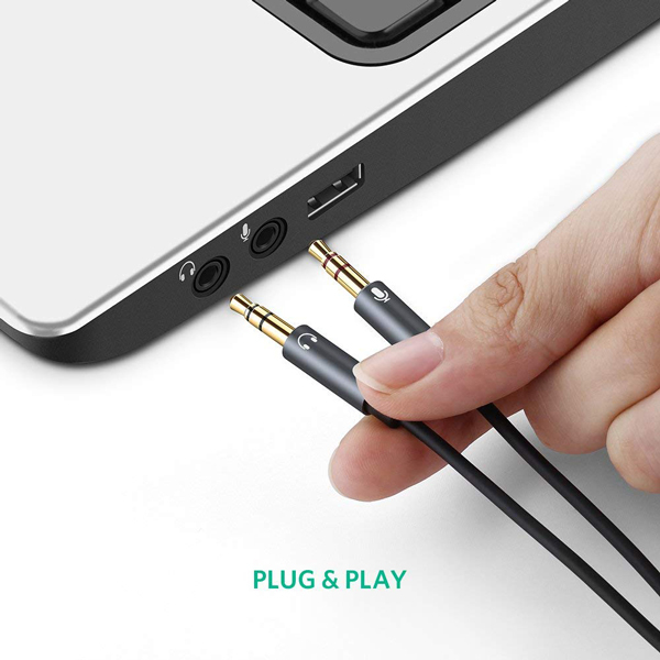 Cáp Gộp Audio 3.5mm 2 Vào 1 Ra Ugreen 20899 , 50255 (Mic và Headphone) Chính Hãng
