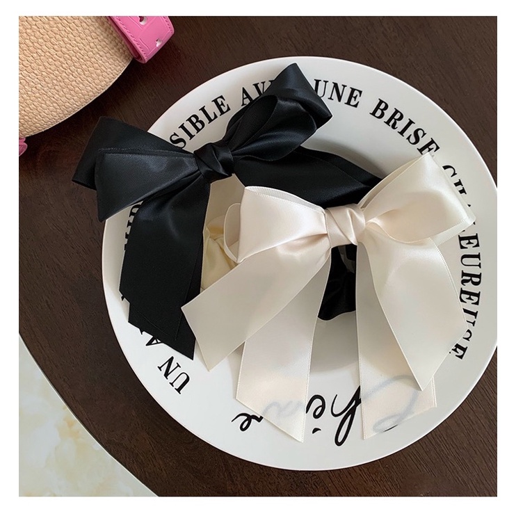 Cột tóc scrunchies lụa phối nơ bản to dễ thương kiểu Hàn Quốc, phụ kiện tóc Bot Doris