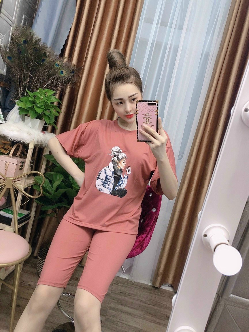 bộ đồ lửng chất coton áo from rộng y hình