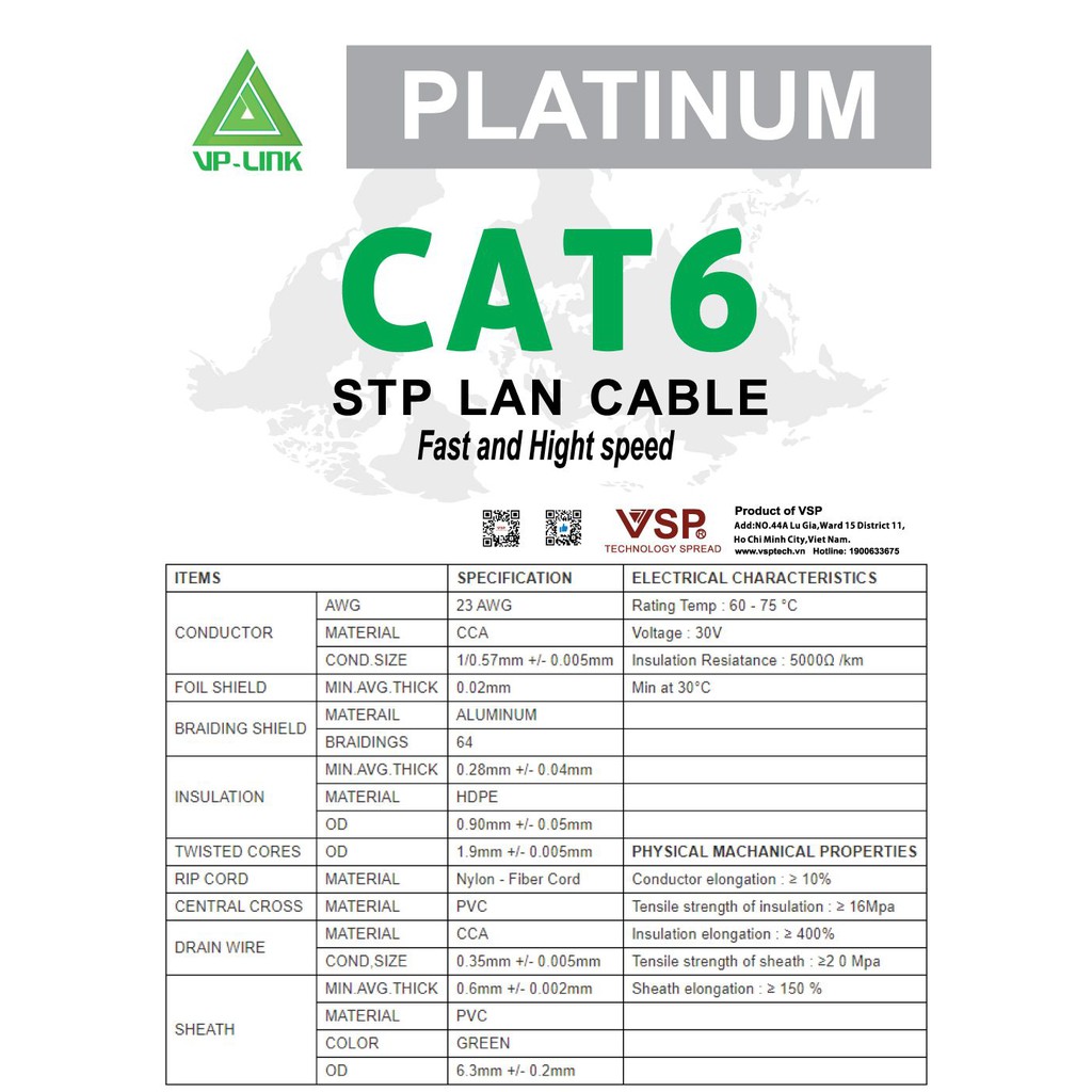Cable LAN VISION 0907 UTP CAT6E (100m, Xanh dương, Lõi chữ thập) - Cáp mạng