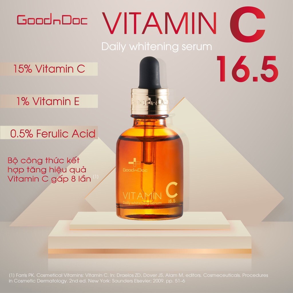 Serum vitamin c goodndoc dưỡng trắng da, chống lão hóa - goodndoc vitamin c 16.5 daily whitening serum 30ml