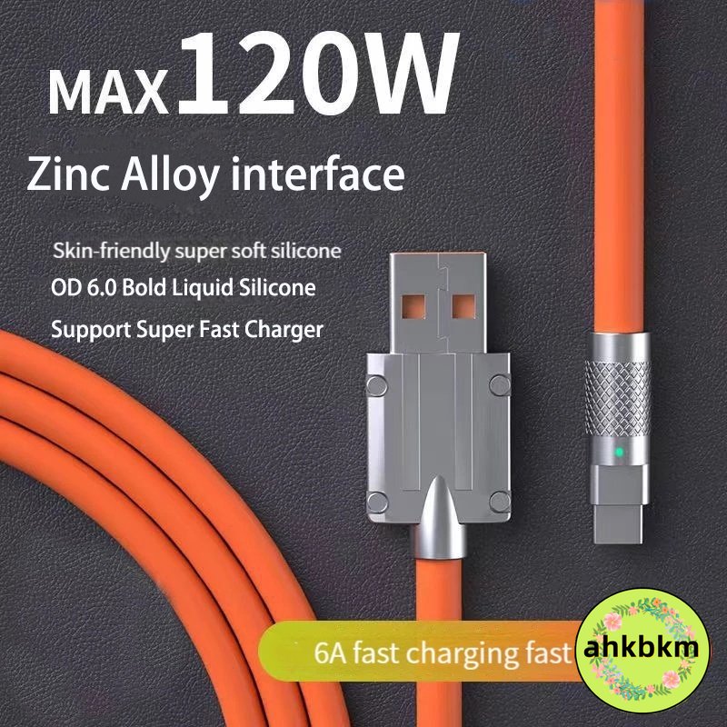♥ miễn phí vận chuyển+cod ♥ 120w 6a siêu sạc nhanh loại c/apple/android lỏng silicone cáp sạc nhanh cáp usb micro-usb