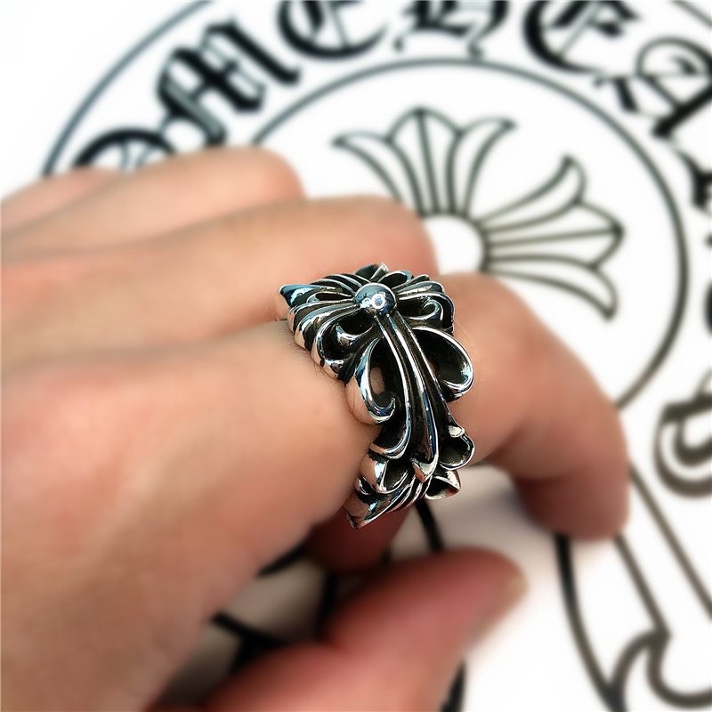 Nhẫn Chrome Hearts Hoa Kép Chất Liệu Titanium Cao Cấp Siêu Rẻ