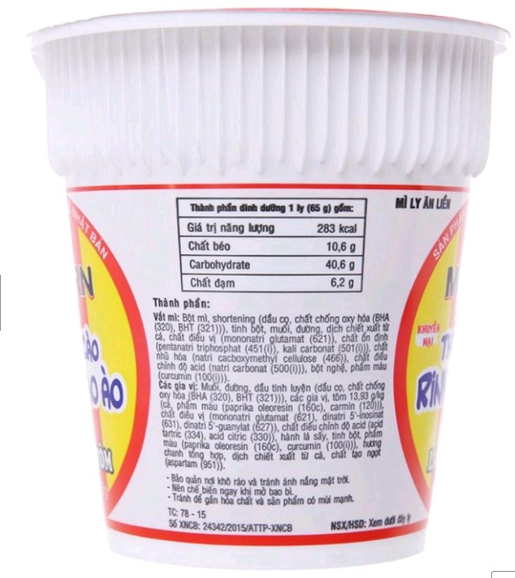 1 ly Mì Modern lẩu Thái tôm ly 65gr