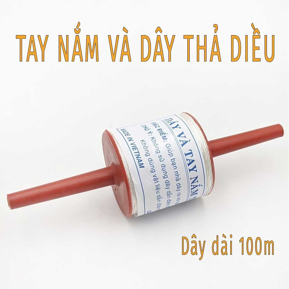 Cuộn dây dù thả diều sẵn tay cầm xoay, dây diều thả