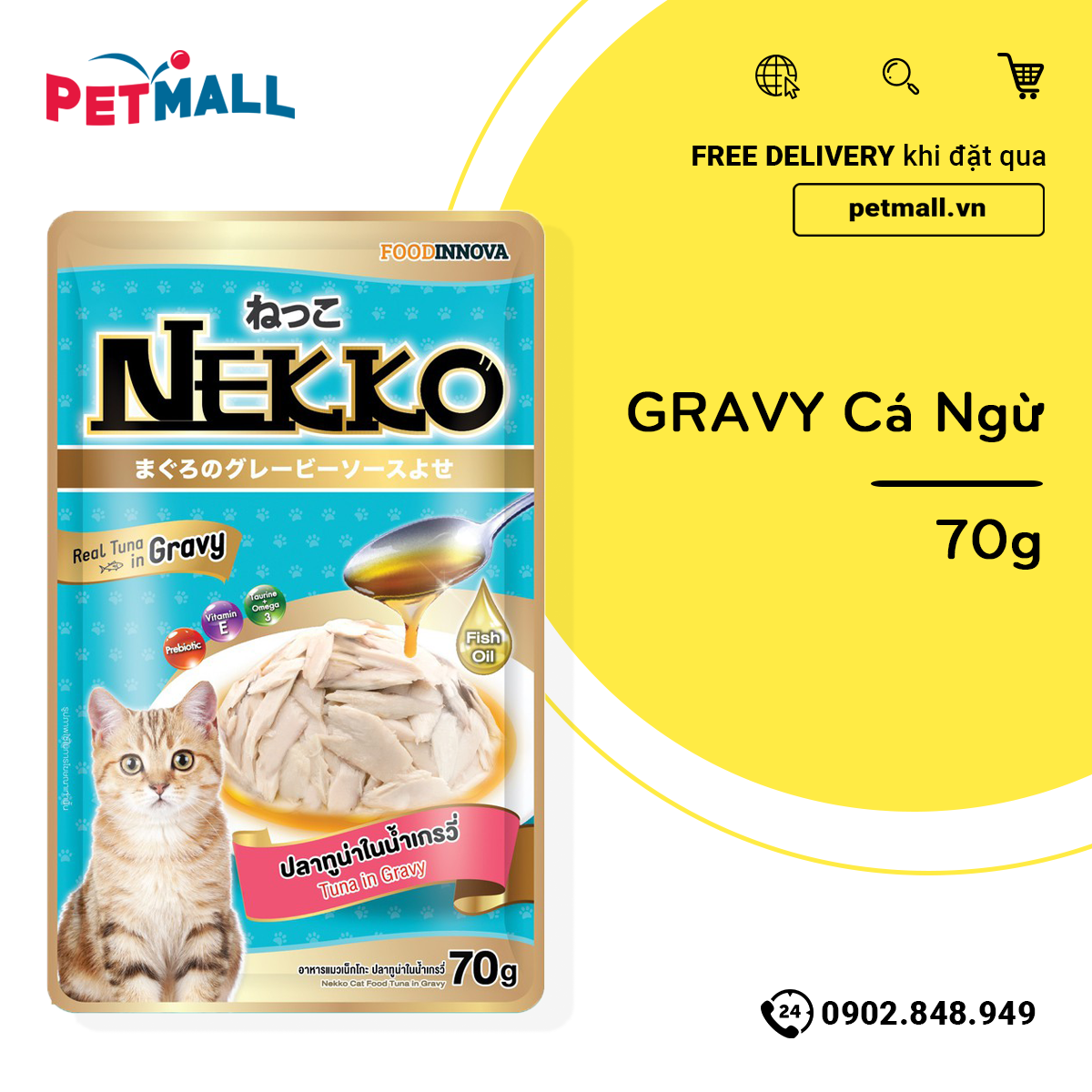 Combo 48 gói 70g - Pate mèo NEKKO Gravy - Mix vị Petmall