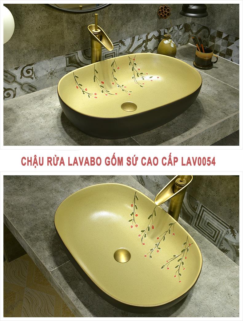 Chậu rửa lavabo gốm sứ nghệ thuật LAV0054 – Sắc vàng sang trọng thanh lịch