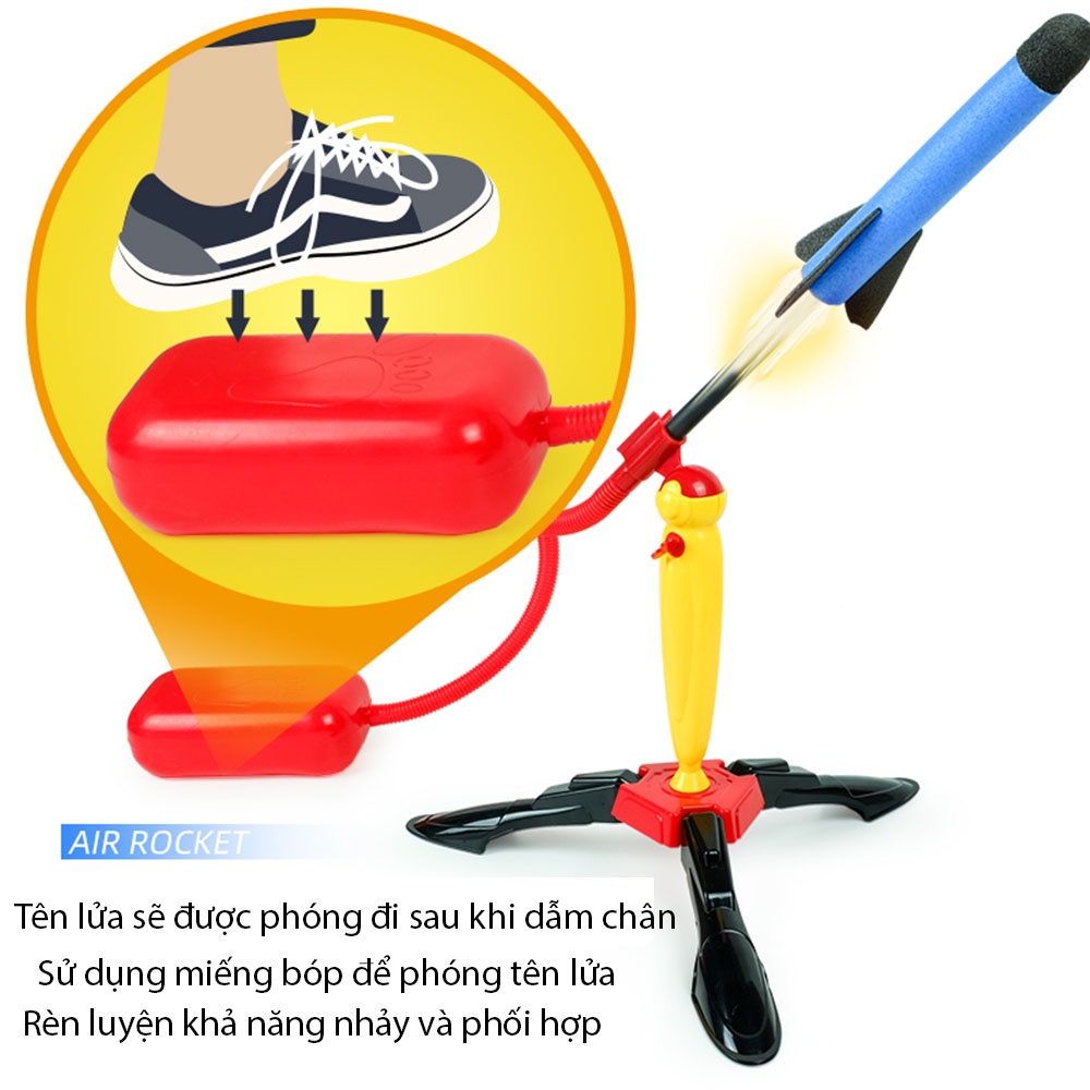 Đồ chơi trẻ em  tên lửa, chân dẫm, phóng tên lửa mềm mô phỏng đồ chơi thùng pháo bay