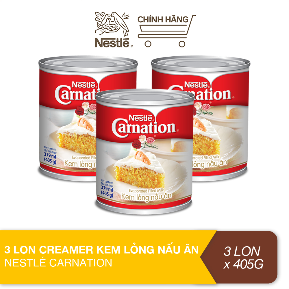 Combo 3 lon creamer kem lỏng nấu ăn Nestle Carnation lon 405g