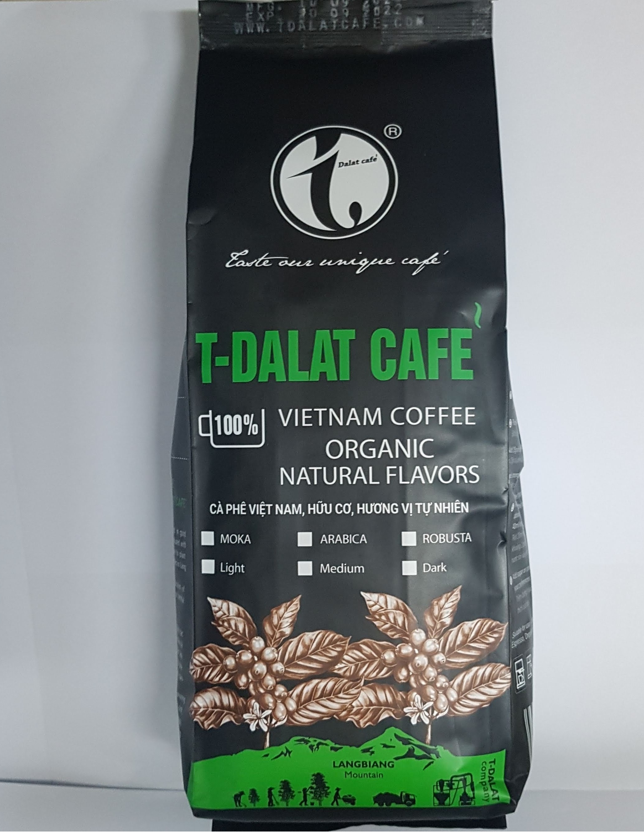CÀ PHÊ RANG XAY NGUYÊN CHẤT - T-DALAT CAFE (Túi 500g)