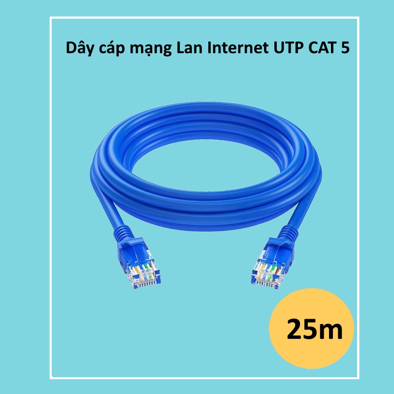 Cáp mạng (Lan) 25 mét đúc sẵn 2 đầu (xanh) Cat5E.