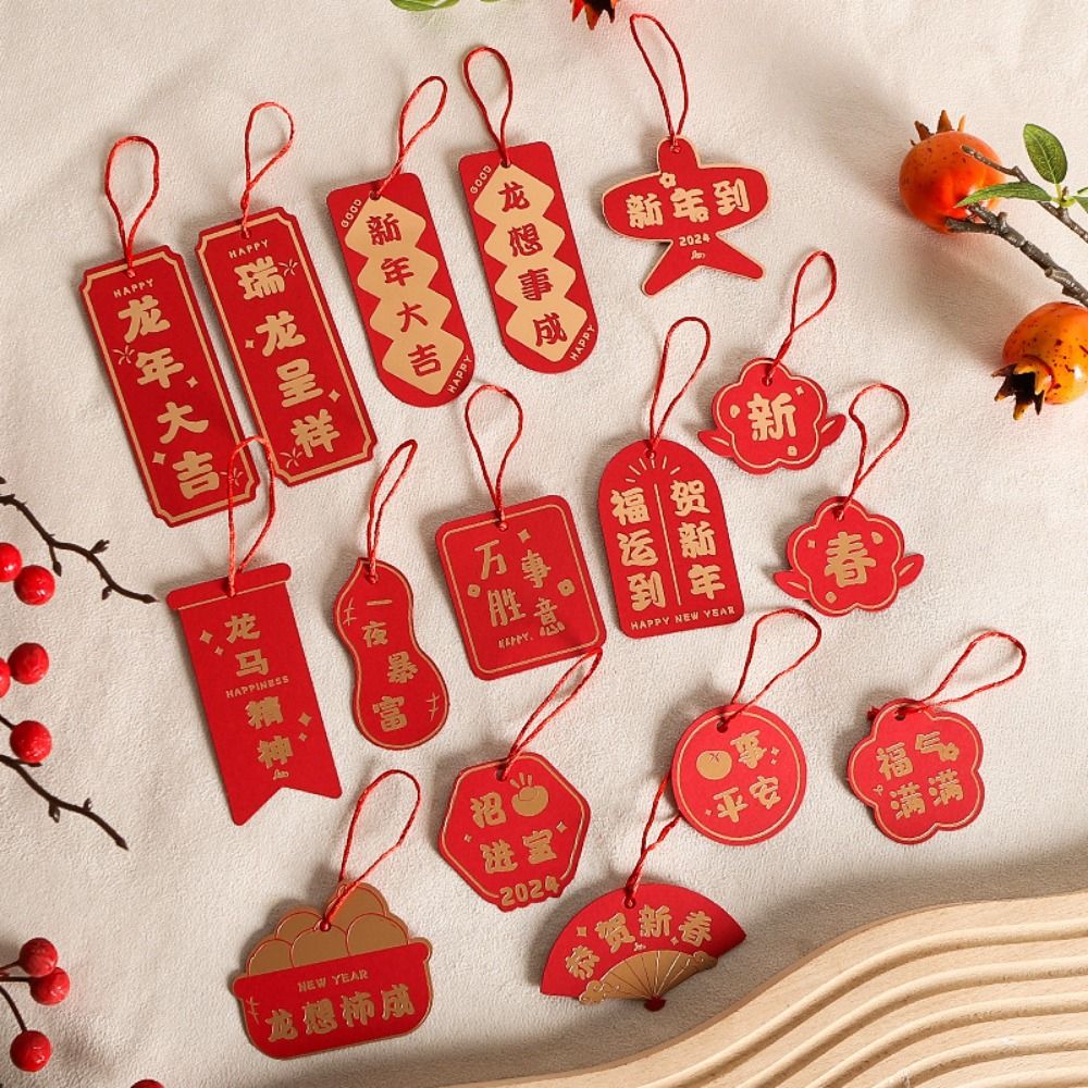 XUNJIE cny decoration 2023 新年 Layout 12pcs Chinese New Year Gold Hanging Ornaments Party Decoration Festive Decorations Spring Festival Decoration Decoration Pendant New Year Ornaments Bonsai Pendant