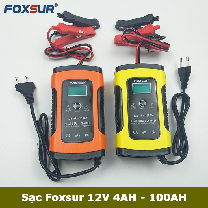 Sạc bình ắc quy 12V 4Ah - 100Ah FOXSUR tự ngắt khi đầy chức năng bảo dưỡng phục hồi ắc quy - FOX-SUR-12V5A