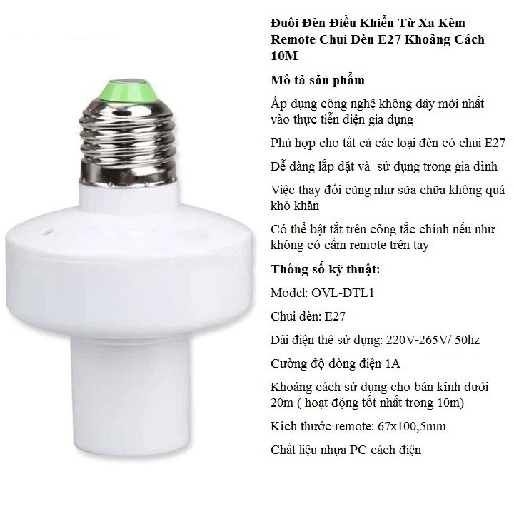 [HCM]Đui đèn có điều khiển tắt mở từ xa