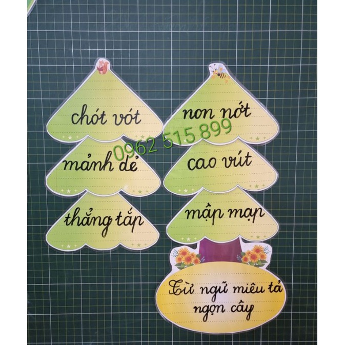 (Đồ dùng dạy học MCH) Bộ Cây Thông Học Tập (1 Gốc Khổ A3 + 7 Lá Khổ A4) Sẵn Nam Châm Lá.