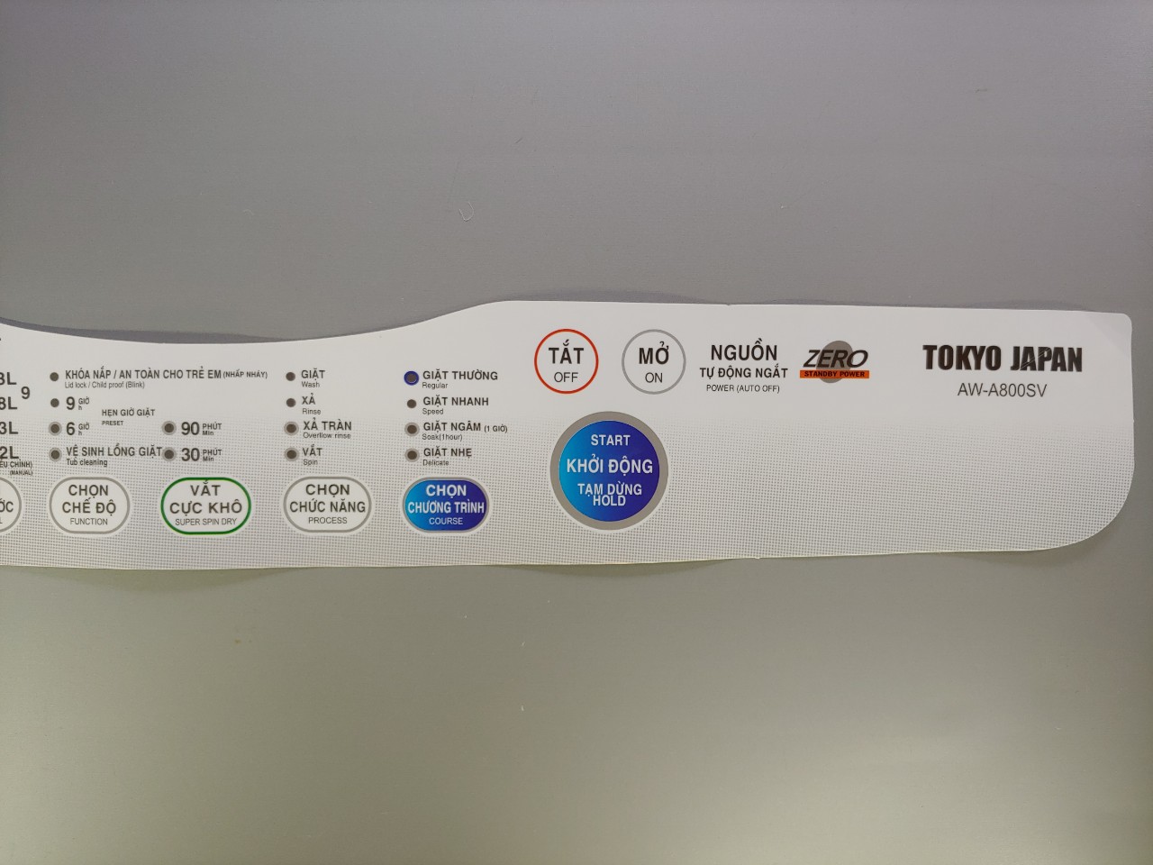Tem phím máy giặt Toshiba A800 / A780...
